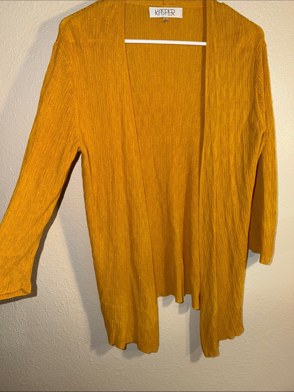 5/$25💗 Kasper Open-Front Mustard Yellow Lightweight Cardigan S